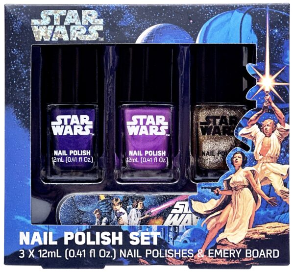 STAR WARS NAIL POLISH TRIO 3 x 12mL NAIL POLISHES & EMERY BOARD