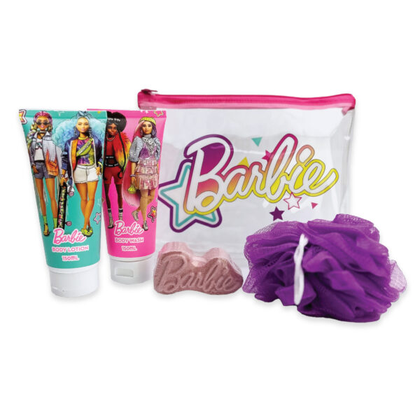 BARBIE EXTRA RANGE BODY CARE SET BODY WASH 150mL BODY LOTION 150mL BATH FIZZER 60g LOOFAH