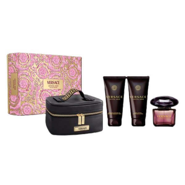 VERSACE CRYSTAL NOIR 4PC SET - EDP 90ML + BODY LOTION 100ML + SHOWER GEL 100ML + BEAUTY CASE