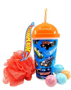 HOT WHEELS FIZZER REUSABLE CUP SET BATH FIZZERS 4 X 20G