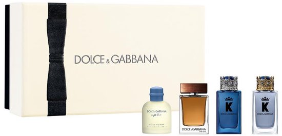 DOLCE & GABBANA 4 PCS MINI SET FOR MEN: "K" EDT 5ML + LIGHT BLUE EDT 4.5 ML + "K" 5 EDP ML + THE ONE EDT 5ML