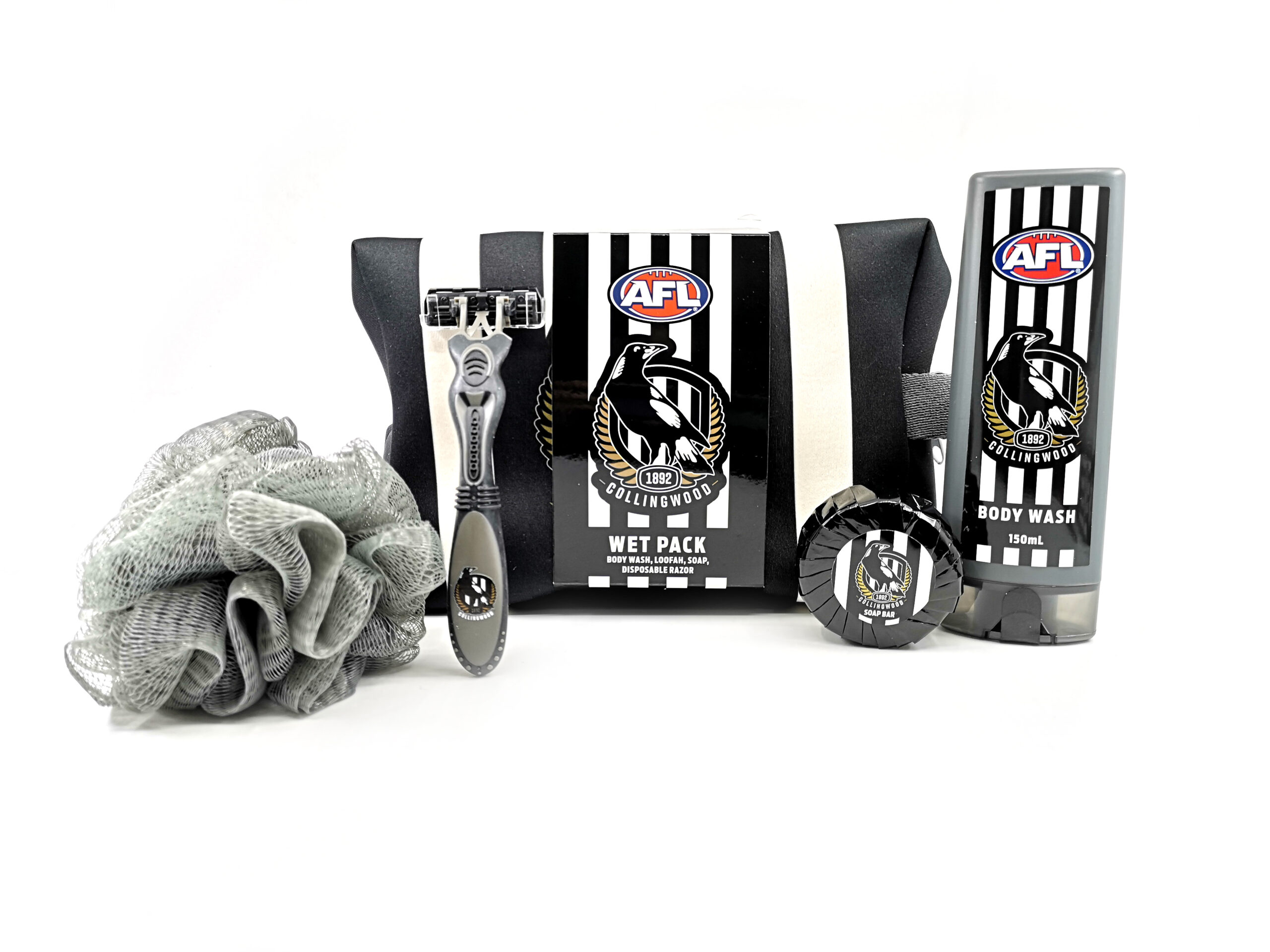 AFL TOILETRIES BAG GIFT SET COLLINGWOOD 150ML BODY WASH - Image 2
