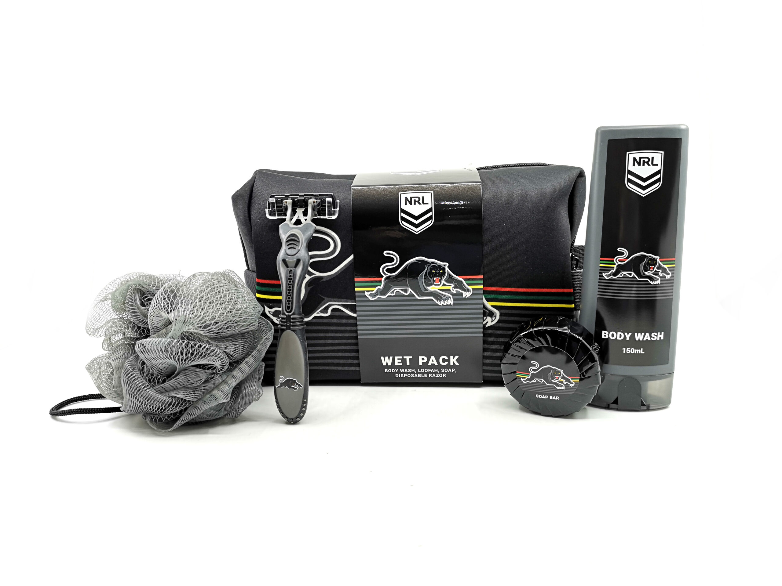 NRL TOILETRIES BAG GIFT SET PENRITH PANTHERS 150ML BODY WASH - Image 2