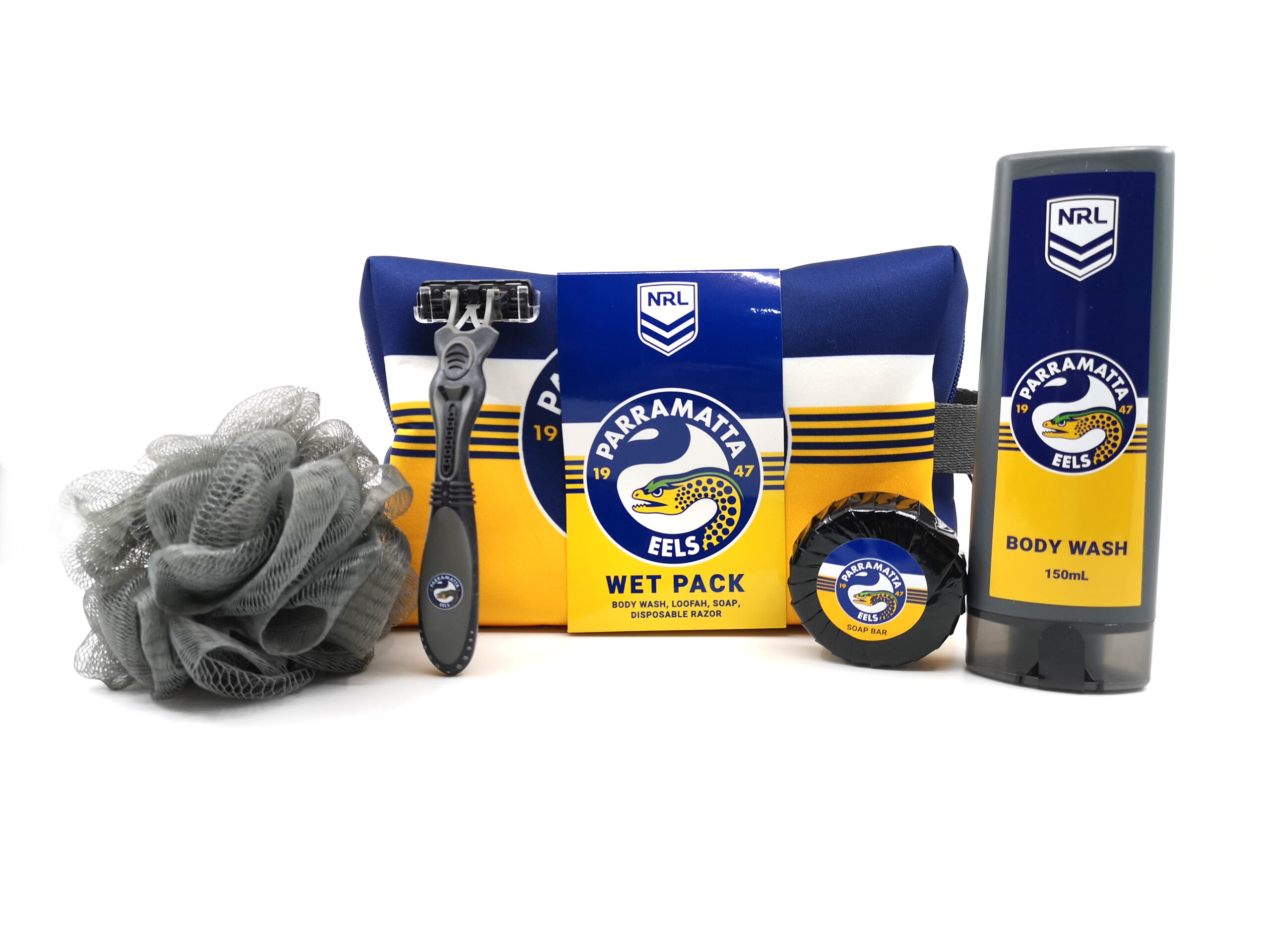 NRL TOILETRIES BAG GIFT SET PARRAMATTA 150ML BODY WASH - Image 2