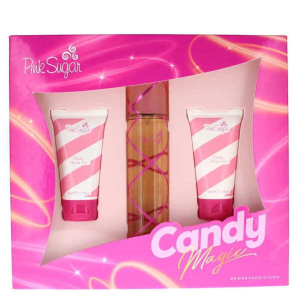 PINK SUGAR GLOWING PINK  3PC SET - EDT 50ML + BODY LOTION 50ML + SHOWER GEL 50ML